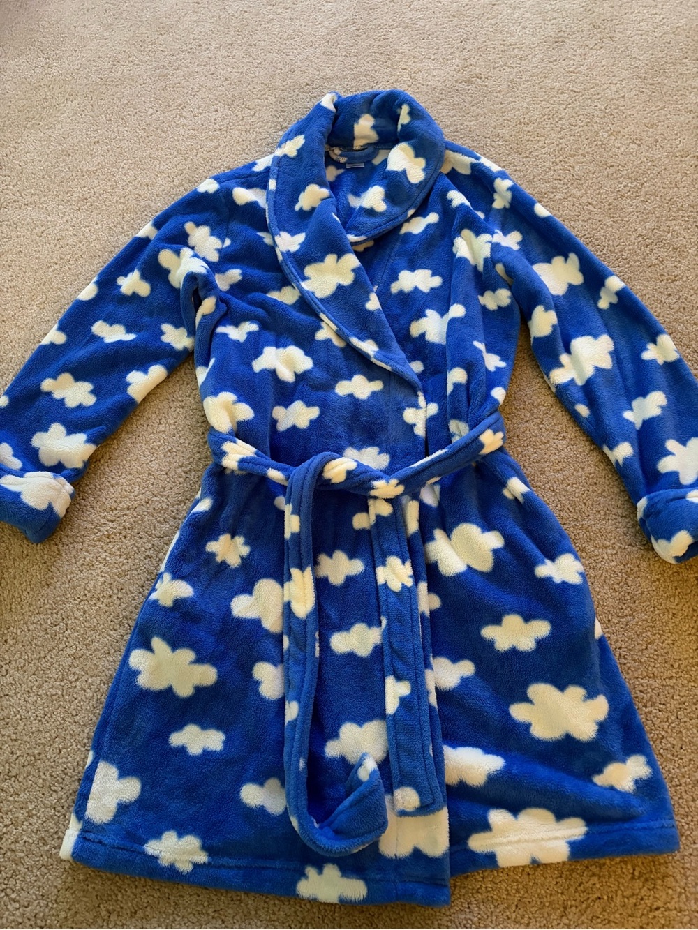 Joe Boxer Blue Fleece Cloud-Print Robe